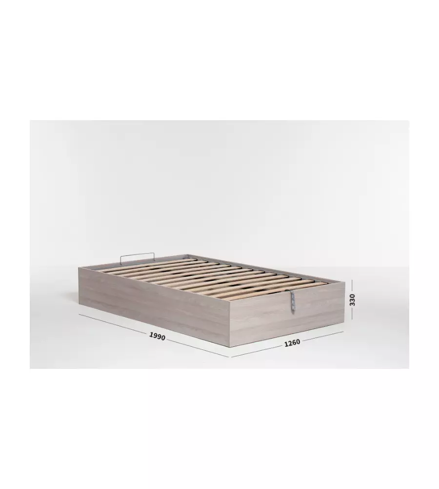 LETTO PIAZZA E MEZZA CONTENITORE "BED BOX" OLMO NATURALE 120X190 CM